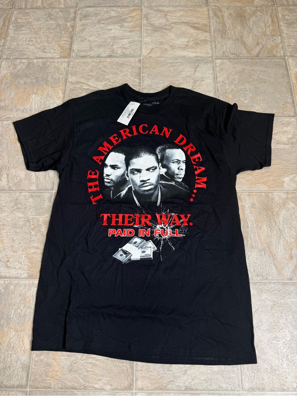 Paid In Full Crewneck Graphic Tshirt Mens Size Medium Black Classic Movie NWT